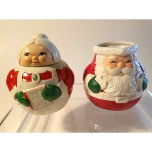AVON Vintage Santa Claus Creamer and  Mrs. Claus Sugar Bowl w/Lid Set 1983